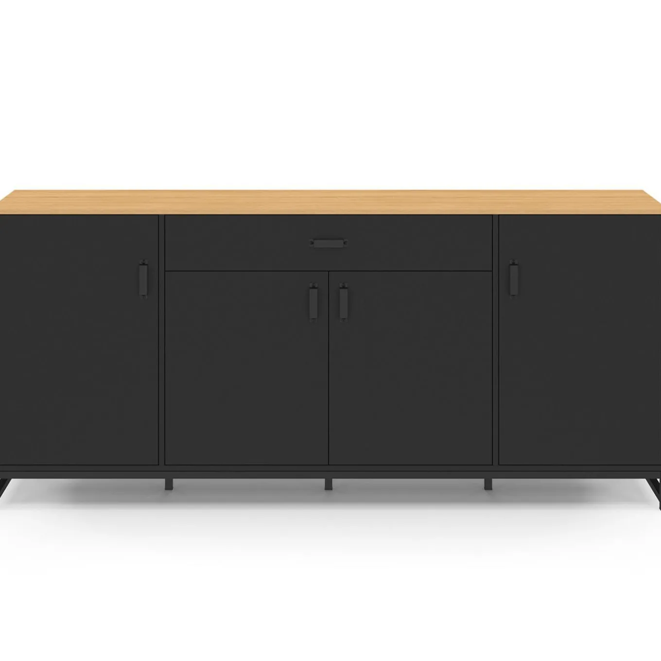 IDMarket Buffet 180 cm XXL 4 portes et 1 tiroir bois et noir* Meubles Tiroirs|Meubles Bas