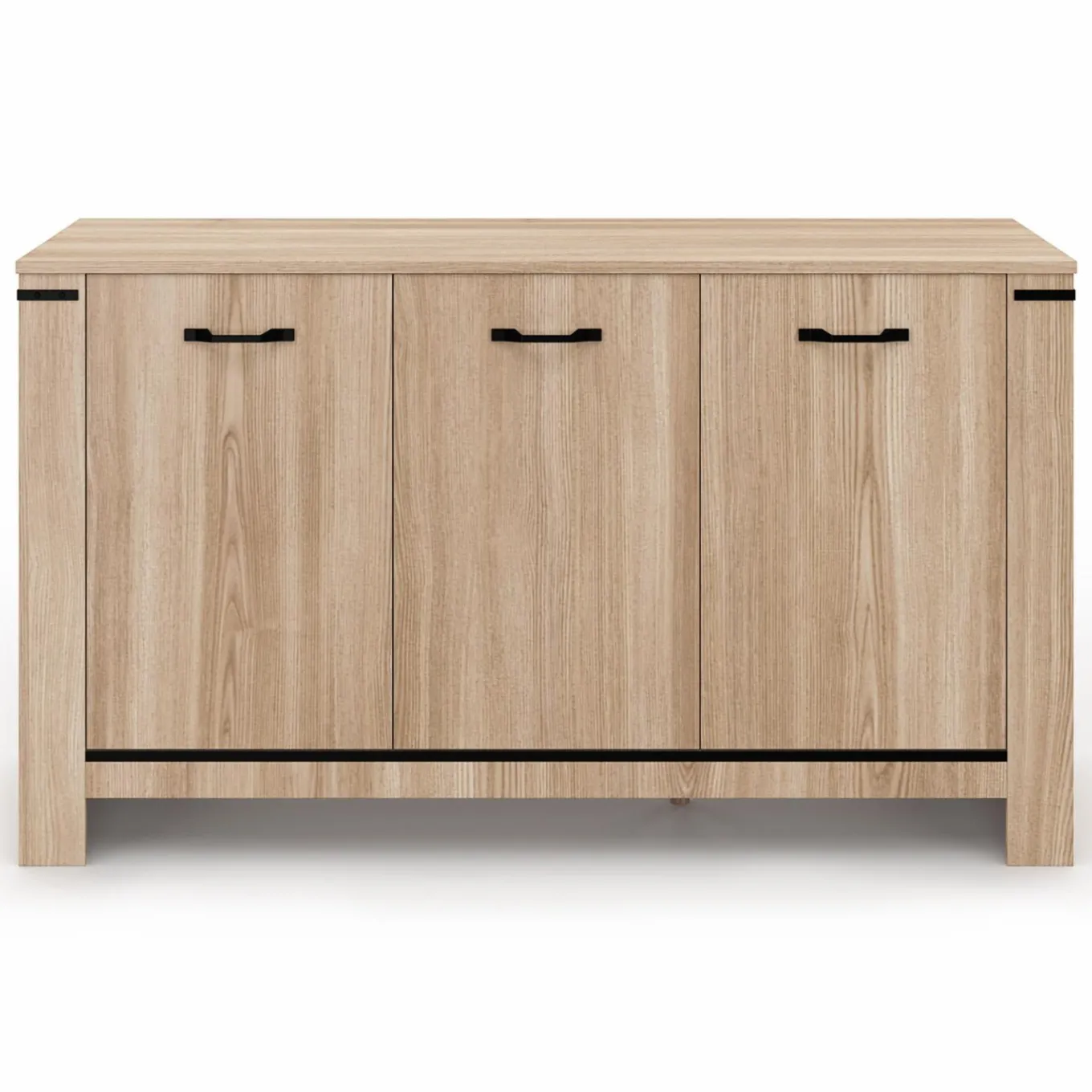 IDMarket Buffet 3 portes 140 cm en bois clair* Collection Design|Collection Contemporaine