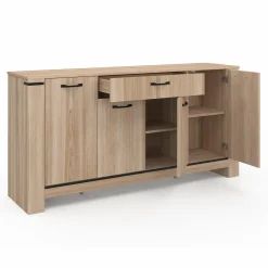 IDMarket Buffet 4 portes avec tiroir bois clair 160 cm* Collection Design|Collection Contemporaine