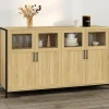 IDMarket Buffet 4 portes avec vitrines 140cm design industriel* Buffets|Salle À Manger Complète