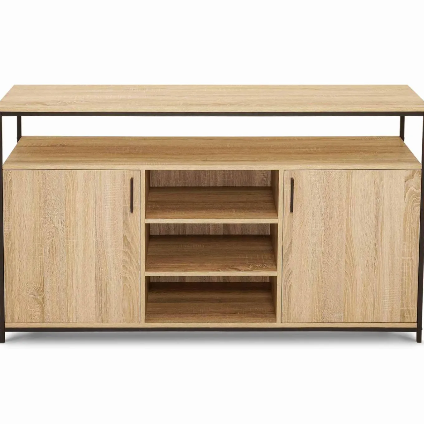 IDMarket Buffet 2 portes industriel avec 3 étagères 140 cm* Collection Industrielle|Salle À Manger Complète