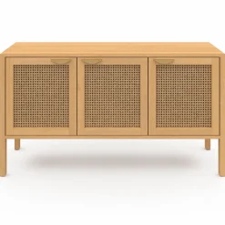 IDMarket Buffet bas 3 portes avec cannage 110 cm* Collection Cannage|Buffets