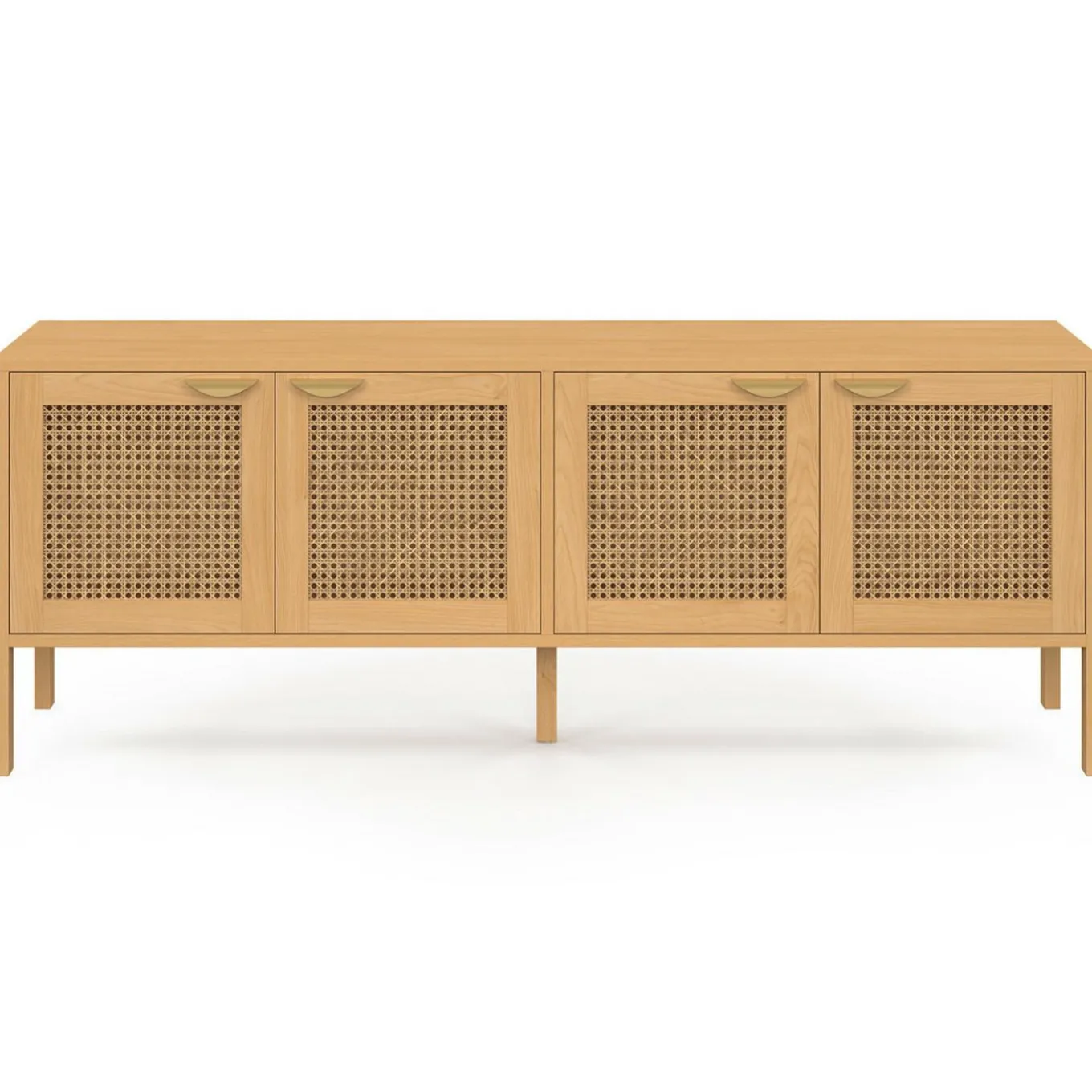 IDMarket Buffet bas 4 portes bois et cannage 160 cm* Collection Cannage|Buffets