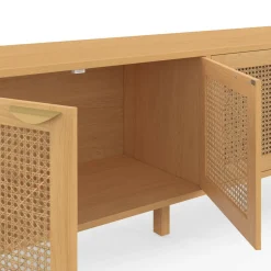 IDMarket Buffet bas 4 portes bois et cannage 160 cm* Collection Cannage|Buffets