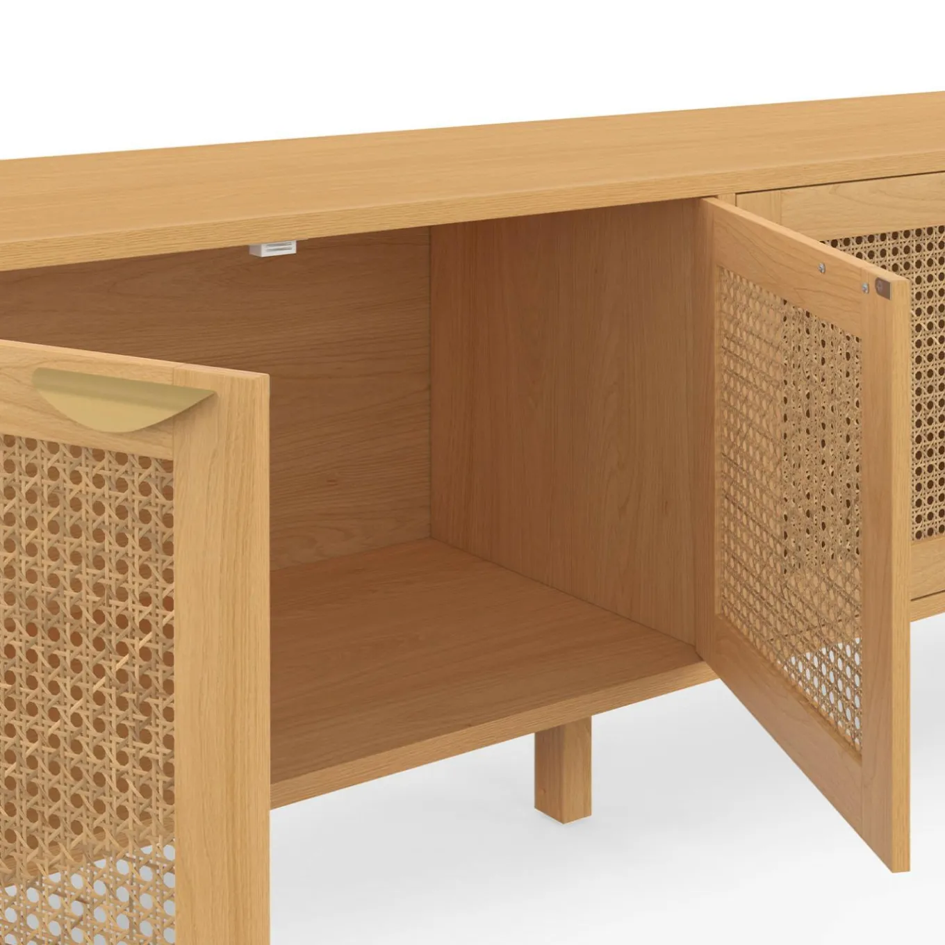 IDMarket Buffet bas 4 portes bois et cannage 160 cm* Collection Cannage|Buffets