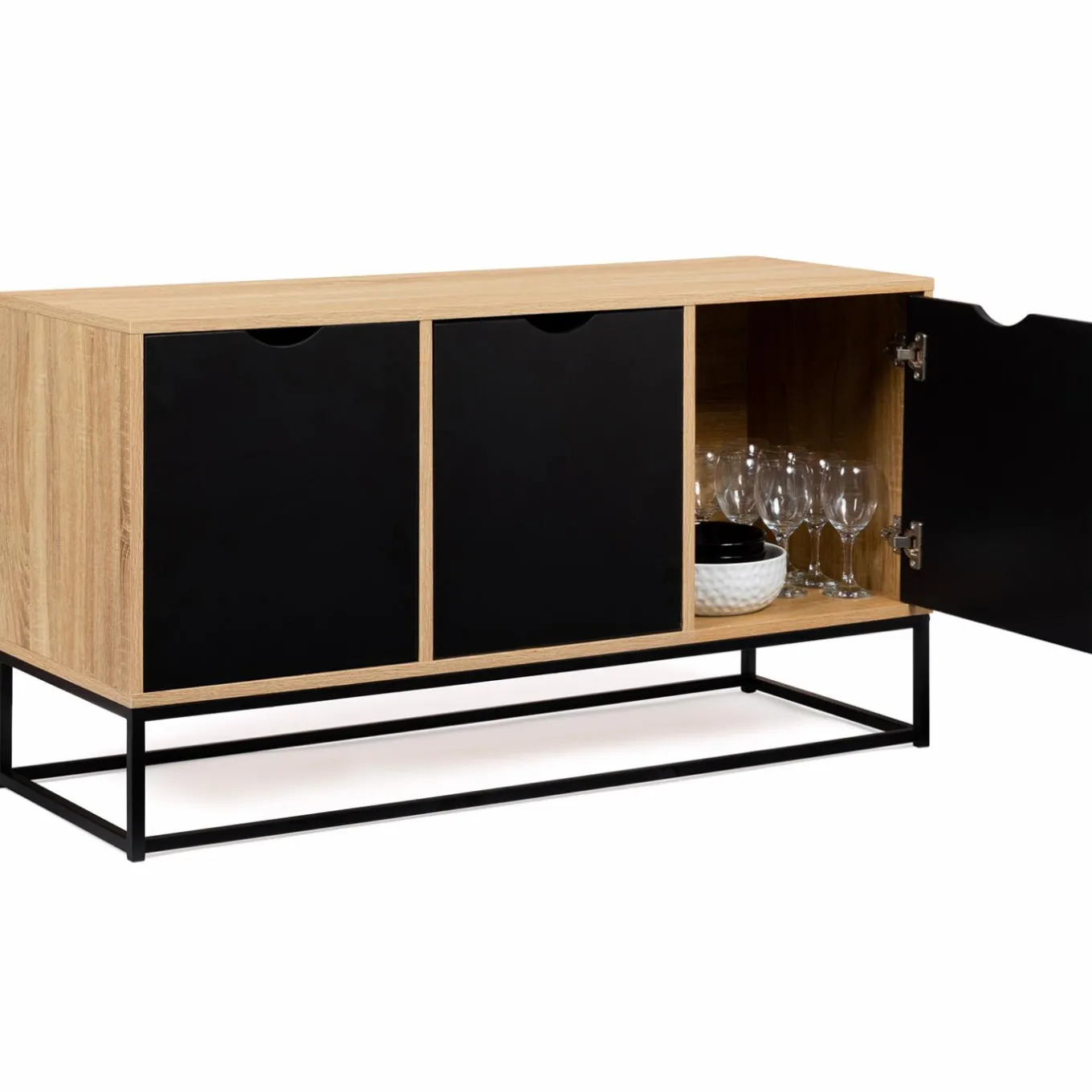 IDMarket Buffet bas 3 portes industriel* Meubles Bas|Salle À Manger Complète