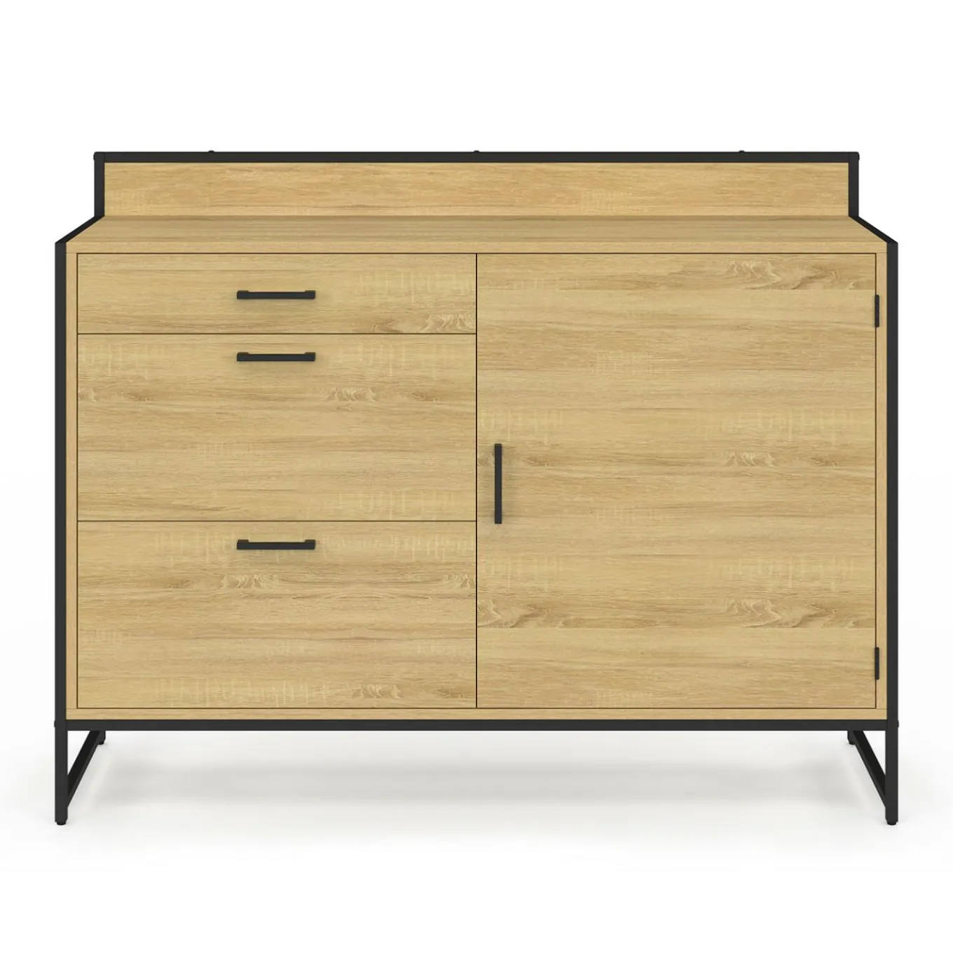IDMarket Buffet bas de cuisine 120 cm 3 tiroirs design industriel* Meubles Tiroirs|Meubles De Cuisine Avec Plan De Travail