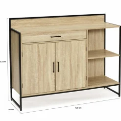 IDMarket Buffet bas de cuisine industriel avec plan de travail* Meubles Tiroirs|Collection Industrielle