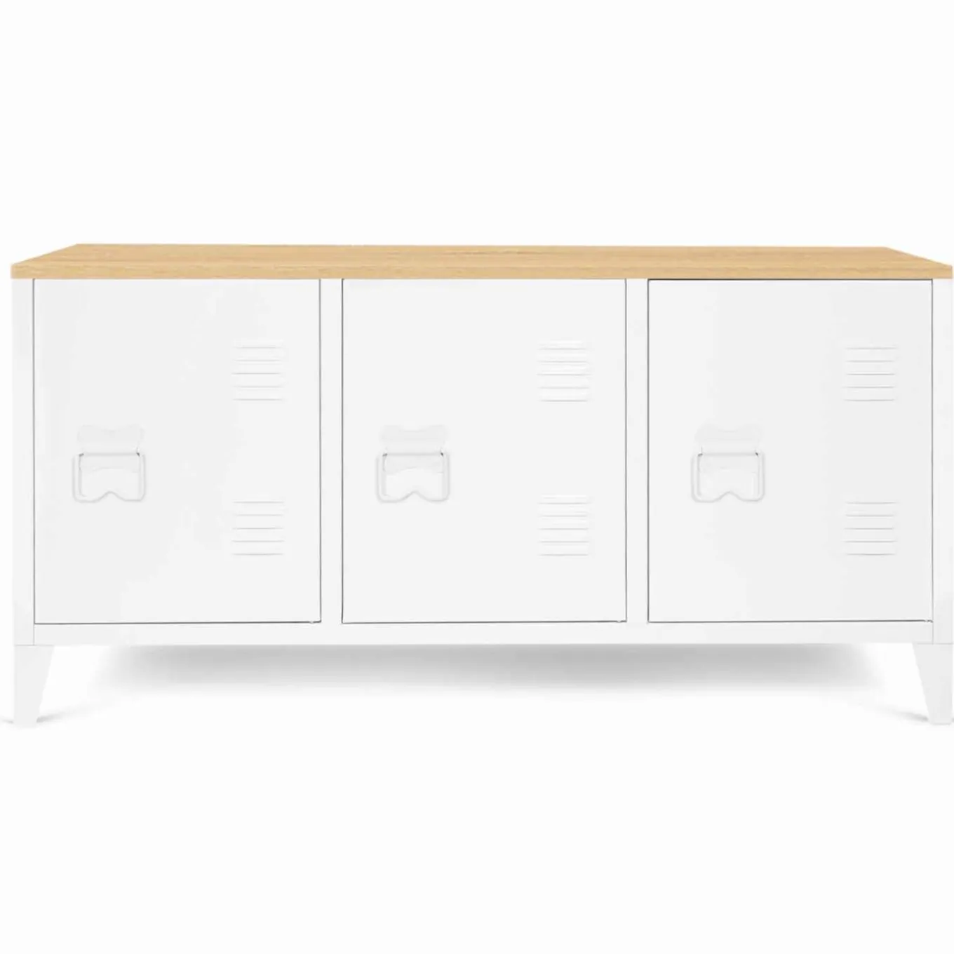 IDMarket Buffet bas en métal blanc avec plateau de bois* Collection Métal|Collection Industrielle