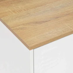 IDMarket Buffet bas en métal blanc avec plateau de bois* Collection Métal|Collection Industrielle