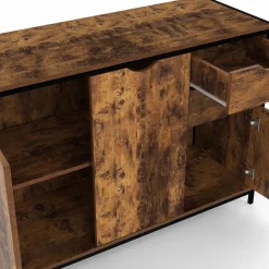 IDMarket Buffet bas industriel 110 cm avec placards et tiroirs* Collection Vintage|Salon Complet
