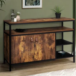 IDMarket Buffet bas industriel 2 portes effet bois vieilli 100 cm* Meubles Bas|Meubles En Bois