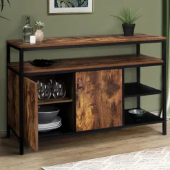 IDMarket Buffet bas industriel 2 portes effet bois vieilli 100 cm* Meubles Bas|Meubles En Bois