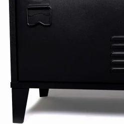 IDMarket Buffet bas industriel 3 portes en métal noir* Meubles Bas|Collection Métal