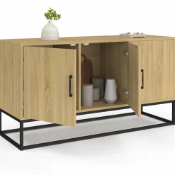 IDMarket Buffet bas industriel bois et noir* Salon Complet|Buffets