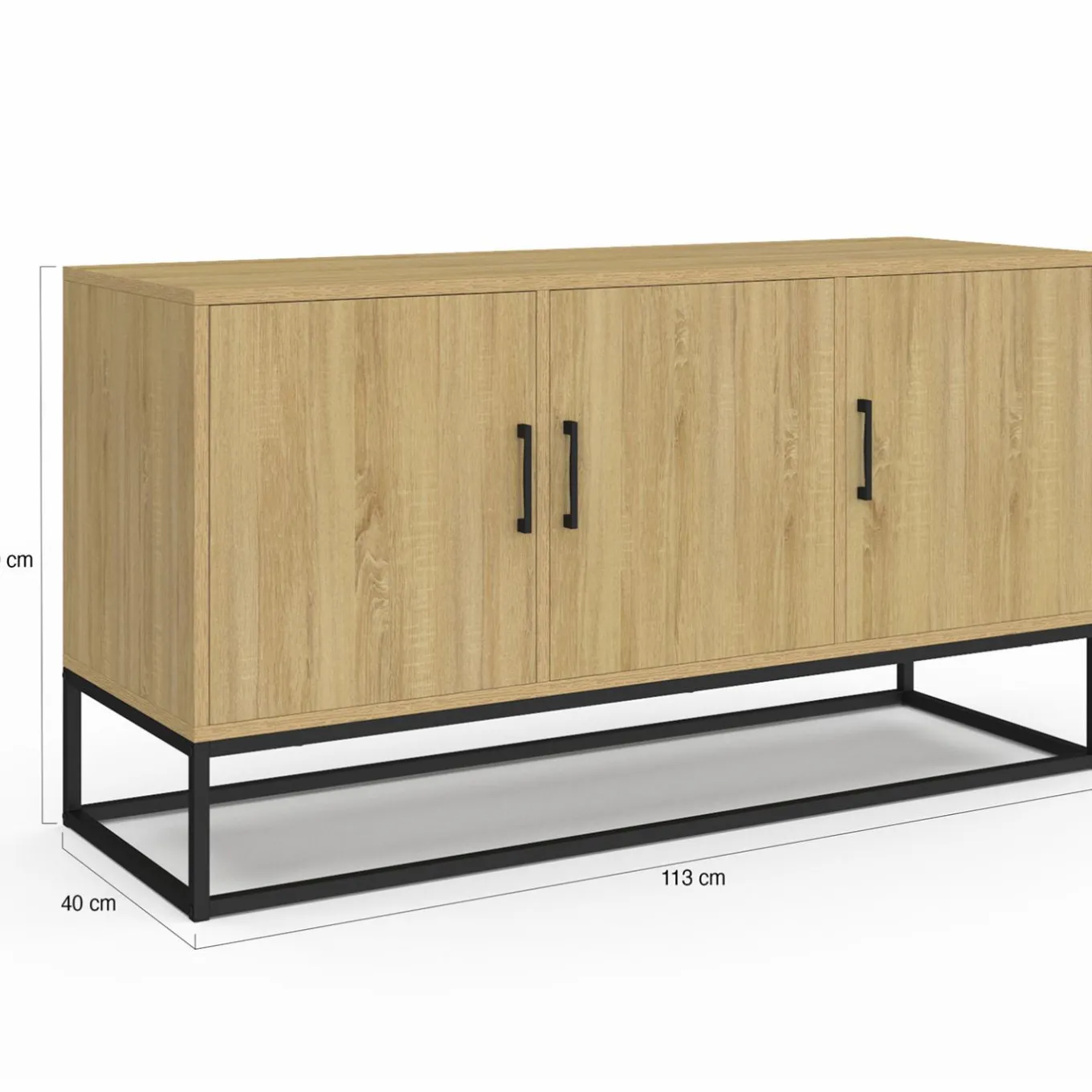 IDMarket Buffet bas industriel bois et noir* Salon Complet|Buffets