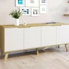 IDMarket Buffet bas scandinave bois avec 4 portes blanches* Meubles En Bois|Collection Scandinave