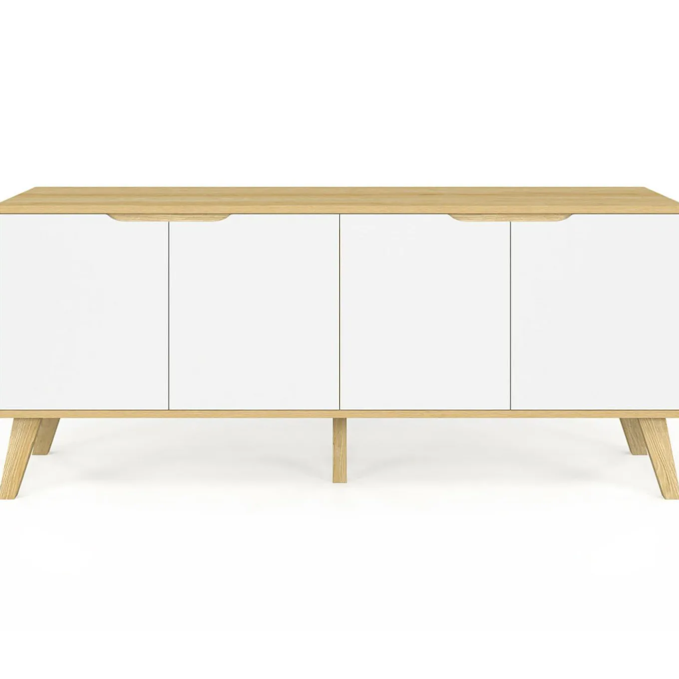IDMarket Buffet bas scandinave bois avec 4 portes blanches* Meubles En Bois|Collection Scandinave