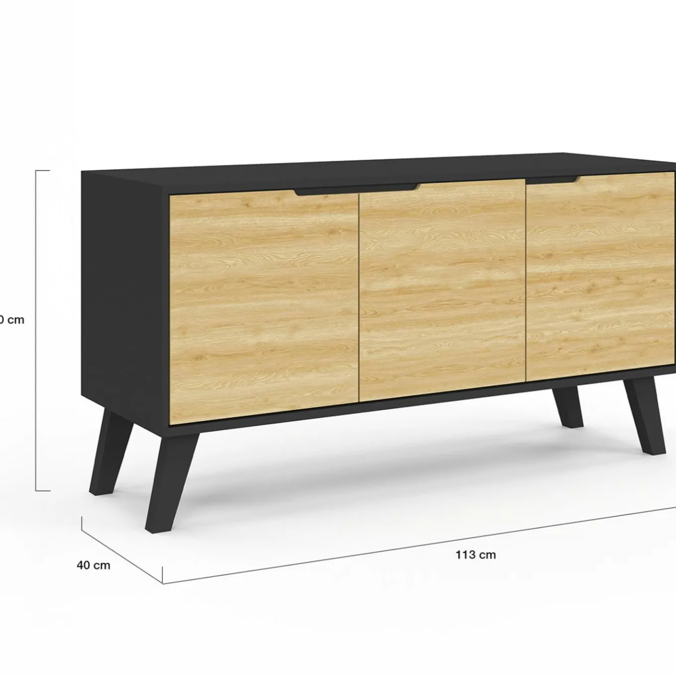 IDMarket Buffet bas scandinave noir* Collection Scandinave|Salle À Manger Complète