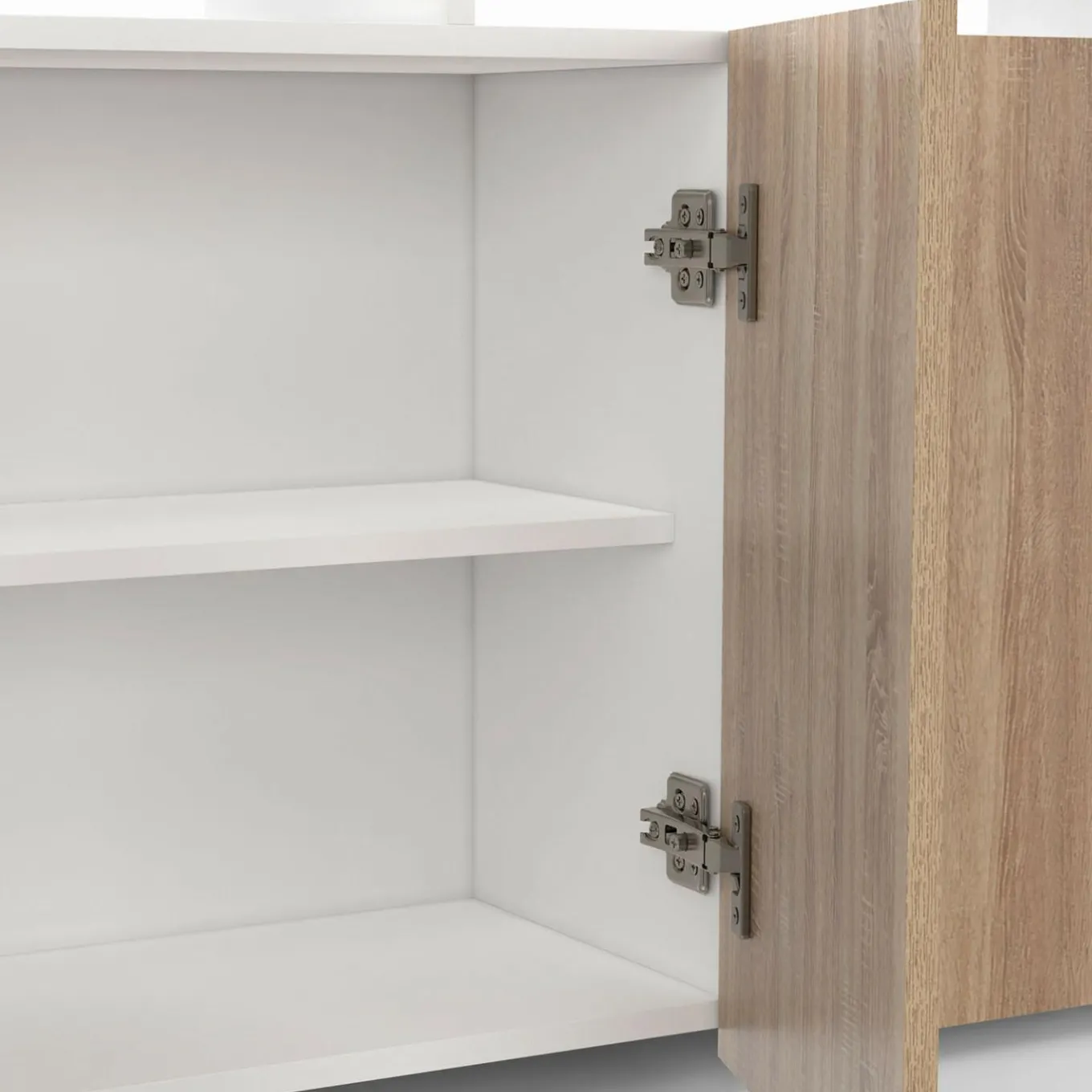 IDMarket Buffet blanc et bois 3 portes avec LED* Buffets|Salon Complet