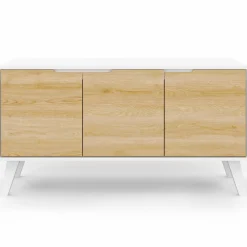 IDMarket Buffet blanc et bois scandinave 3 portes 113 cm* Collection Scandinave|Salle À Manger Complète