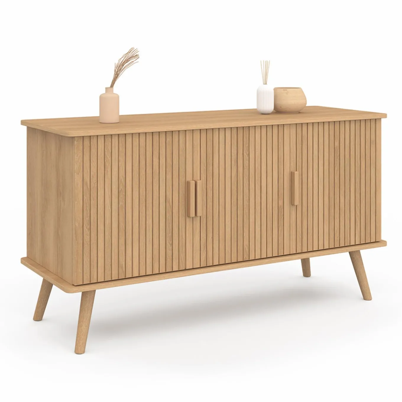 IDMarket Buffet bois 3 portes 110 cm effet lattes* Buffets