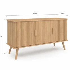 IDMarket Buffet bois 3 portes 110 cm effet lattes* Buffets