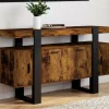 IDMarket Buffet bois effet vieilli et noir 140 cm 4 portes* Meubles En Bois|Collection Design