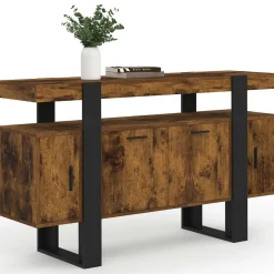 IDMarket Buffet bois effet vieilli et noir 140 cm 4 portes* Meubles En Bois|Collection Design