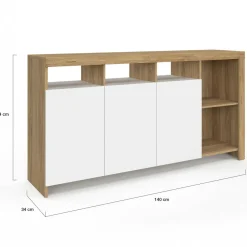 IDMarket Buffet bois et blanc 140 cm* Meubles En Bois|Buffets