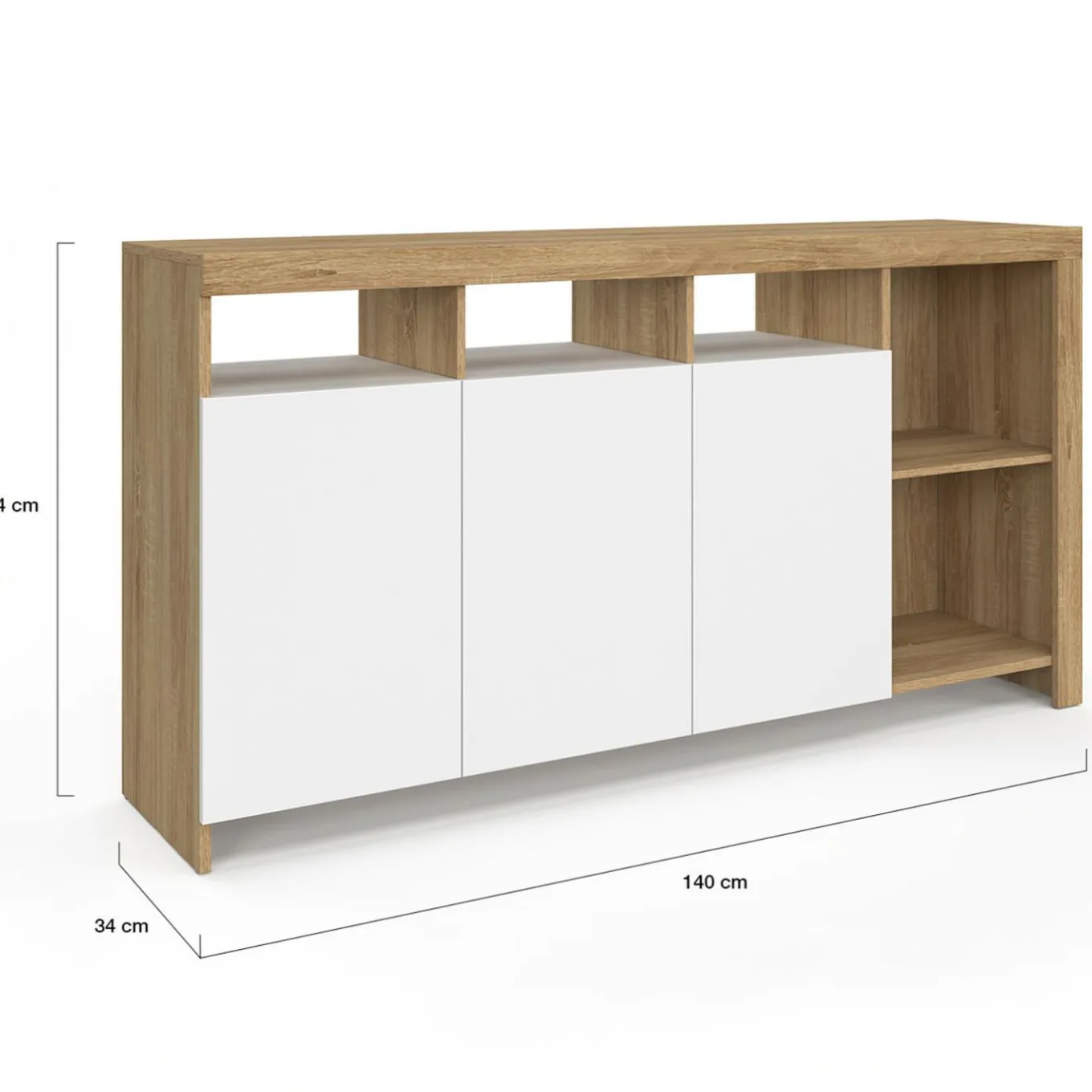 IDMarket Buffet bois et blanc 140 cm* Meubles En Bois|Buffets