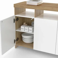 IDMarket Buffet bois et blanc 140 cm* Meubles En Bois|Buffets