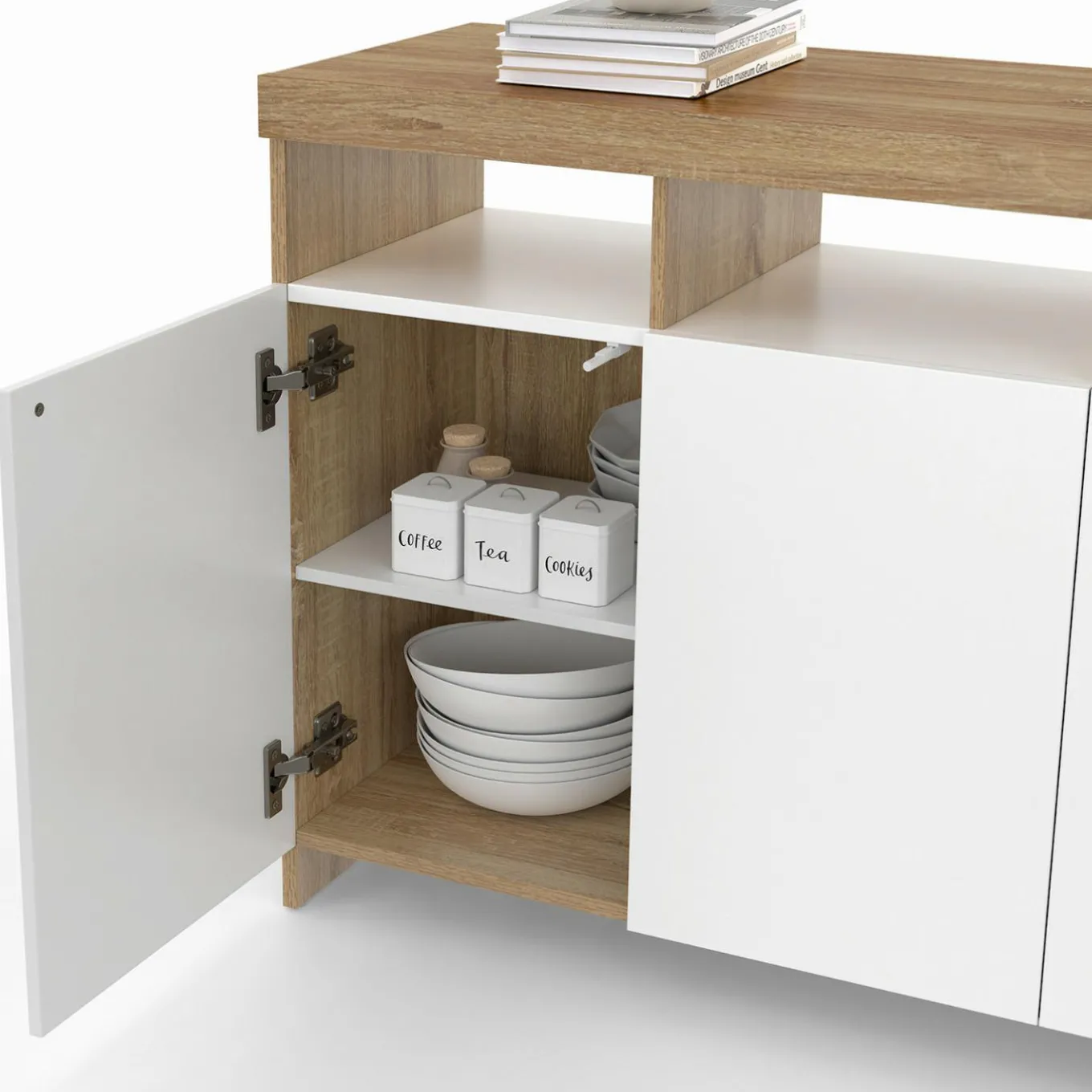 IDMarket Buffet bois et blanc 140 cm* Meubles En Bois|Buffets