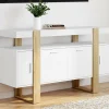 IDMarket Buffet bois et blanc 140 cm avec 4 portes* Buffets