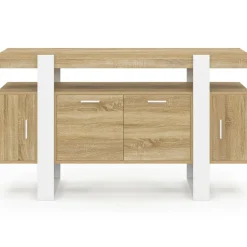 IDMarket Buffet bois et blanc 4 portes 140 cm* Salle À Manger Complète|Salon Complet
