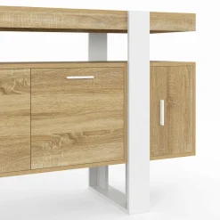 IDMarket Buffet bois et blanc 4 portes 140 cm* Salle À Manger Complète|Salon Complet