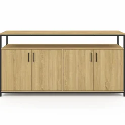 IDMarket Buffet bois et noir style industriel 160 cm 4 portes* Salon Complet|Buffets