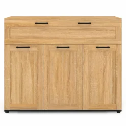 IDMarket Buffet bois et poignées noires 100 cm avec 3 portes et 1 tiroir* Meubles Tiroirs|Collection Design