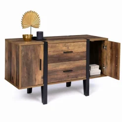 IDMarket Buffet bois foncé avec pied épingle* Collection Vintage|Collection Industrielle