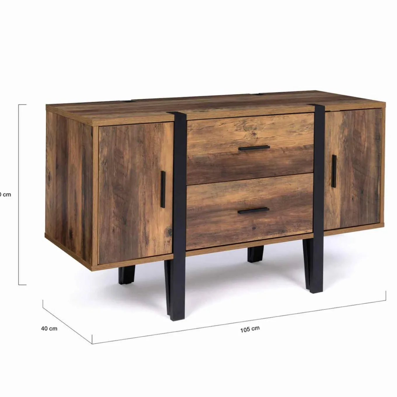 IDMarket Buffet bois foncé avec pied épingle* Collection Vintage|Collection Industrielle