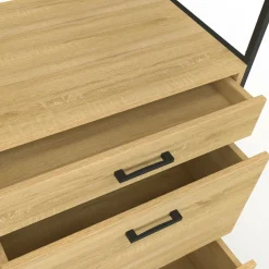 IDMarket Buffet casserolier de cuisine 140 cm 5 portes + 3 tiroirs design industriel* Meubles De Cuisine Avec Plan De Travail|Buffets De Cuisine