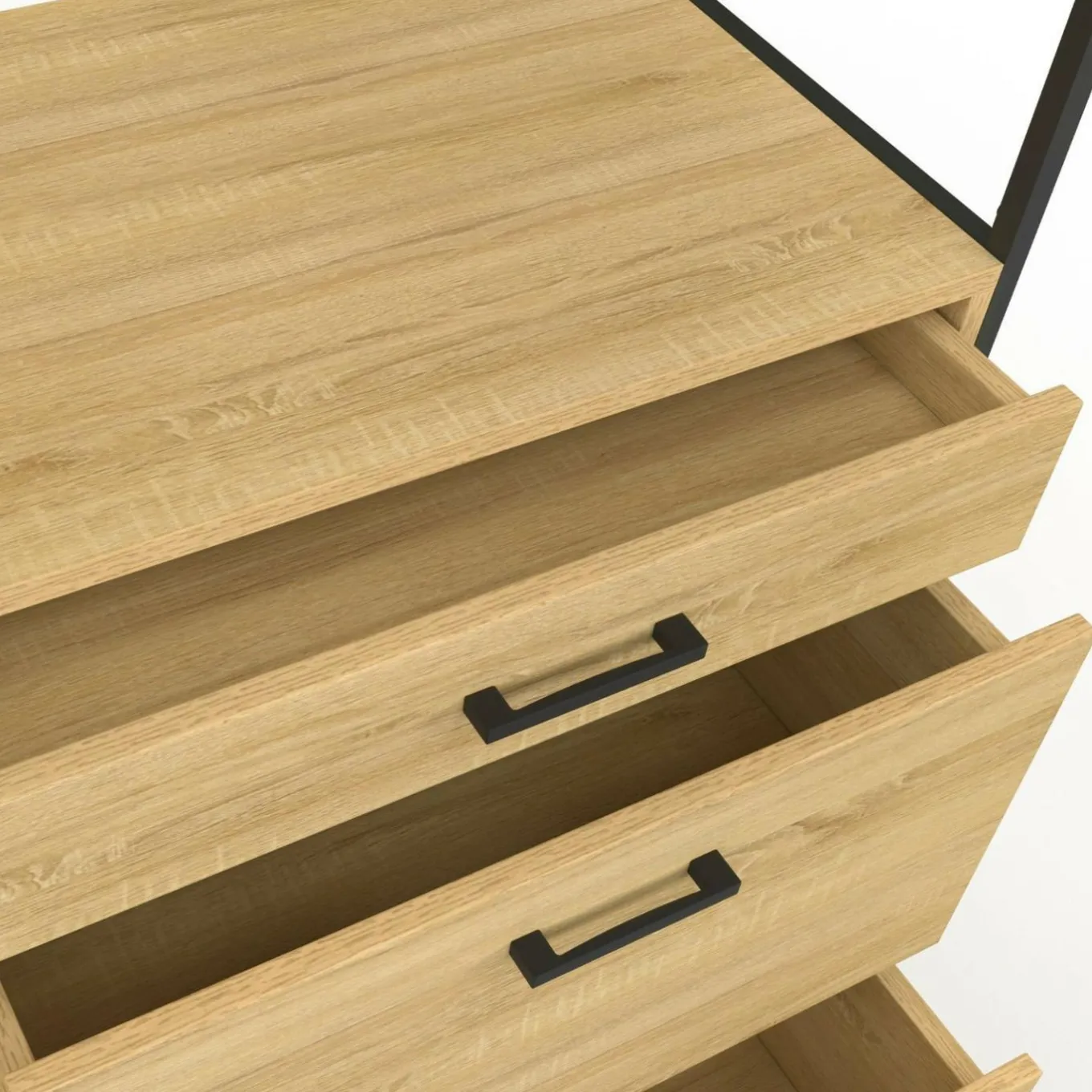 IDMarket Buffet casserolier de cuisine 140 cm 5 portes + 3 tiroirs design industriel* Meubles De Cuisine Avec Plan De Travail|Buffets De Cuisine