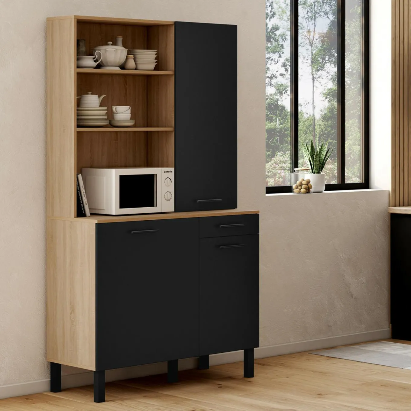 IDMarket Buffet cuisine 100 cm 3 portes* Meubles Tiroirs|Meubles Hauts