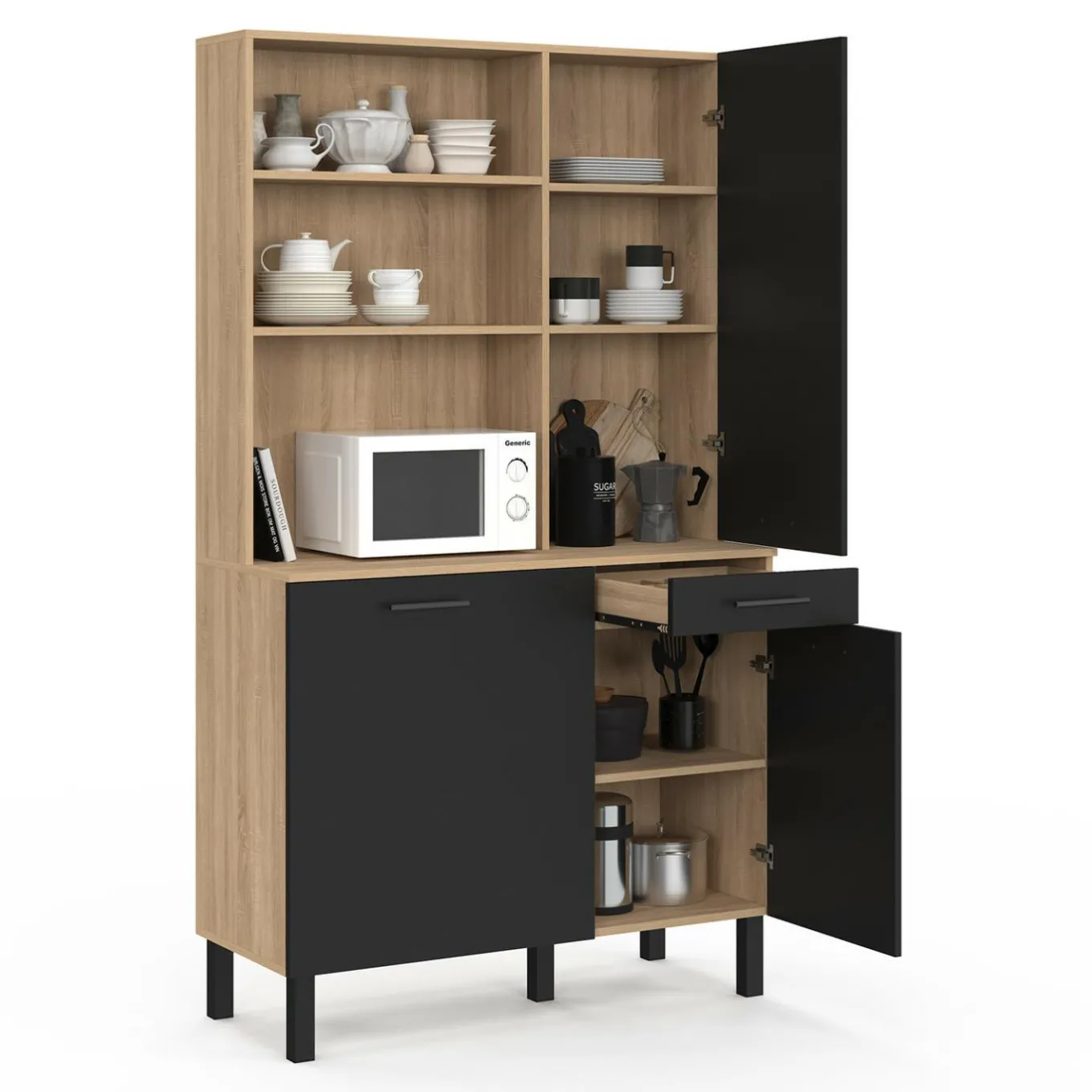 IDMarket Buffet cuisine 100 cm 3 portes* Meubles Tiroirs|Meubles Hauts