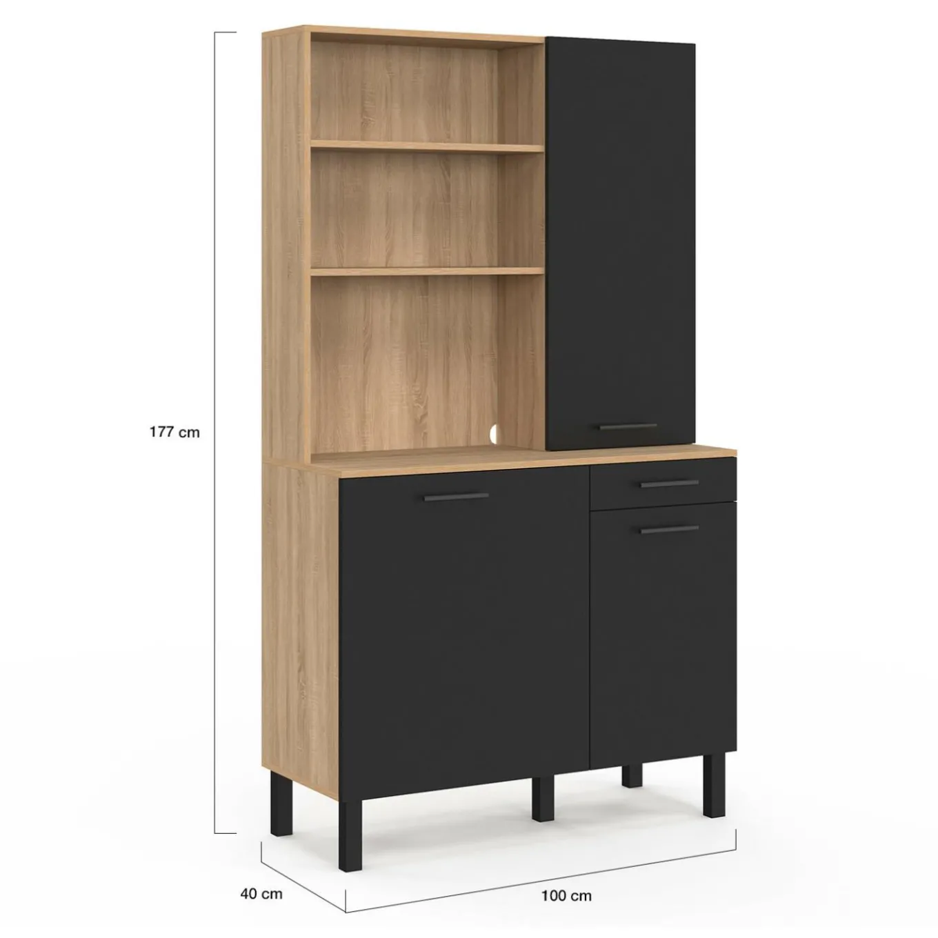 IDMarket Buffet cuisine 100 cm 3 portes* Meubles Tiroirs|Meubles Hauts