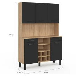 IDMarket Buffet cuisine 120 cm 5 portes range-bouteilles* Buffets De Cuisine