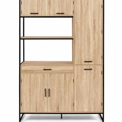 IDMarket Buffet cuisine bois clair style industriel 120 cm* Meubles Tiroirs|Meubles Hauts