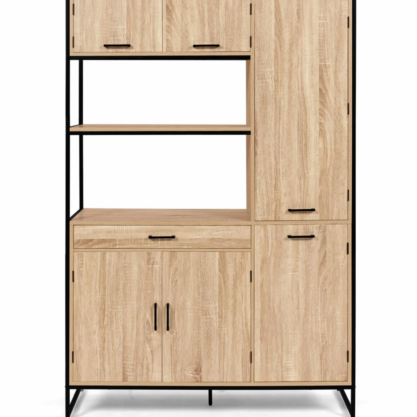 IDMarket Buffet cuisine bois clair style industriel 120 cm* Meubles Tiroirs|Meubles Hauts