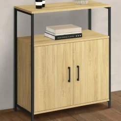 IDMarket Buffet d'appoint 1 niche et 2 portes 70 cm design industriel* Buffets