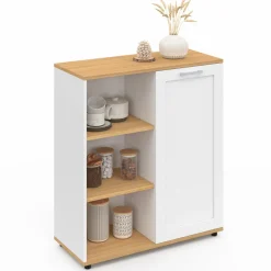 IDMarket Buffet d'appoint blanc et bois* Collection Contemporaine|Petits Meubles